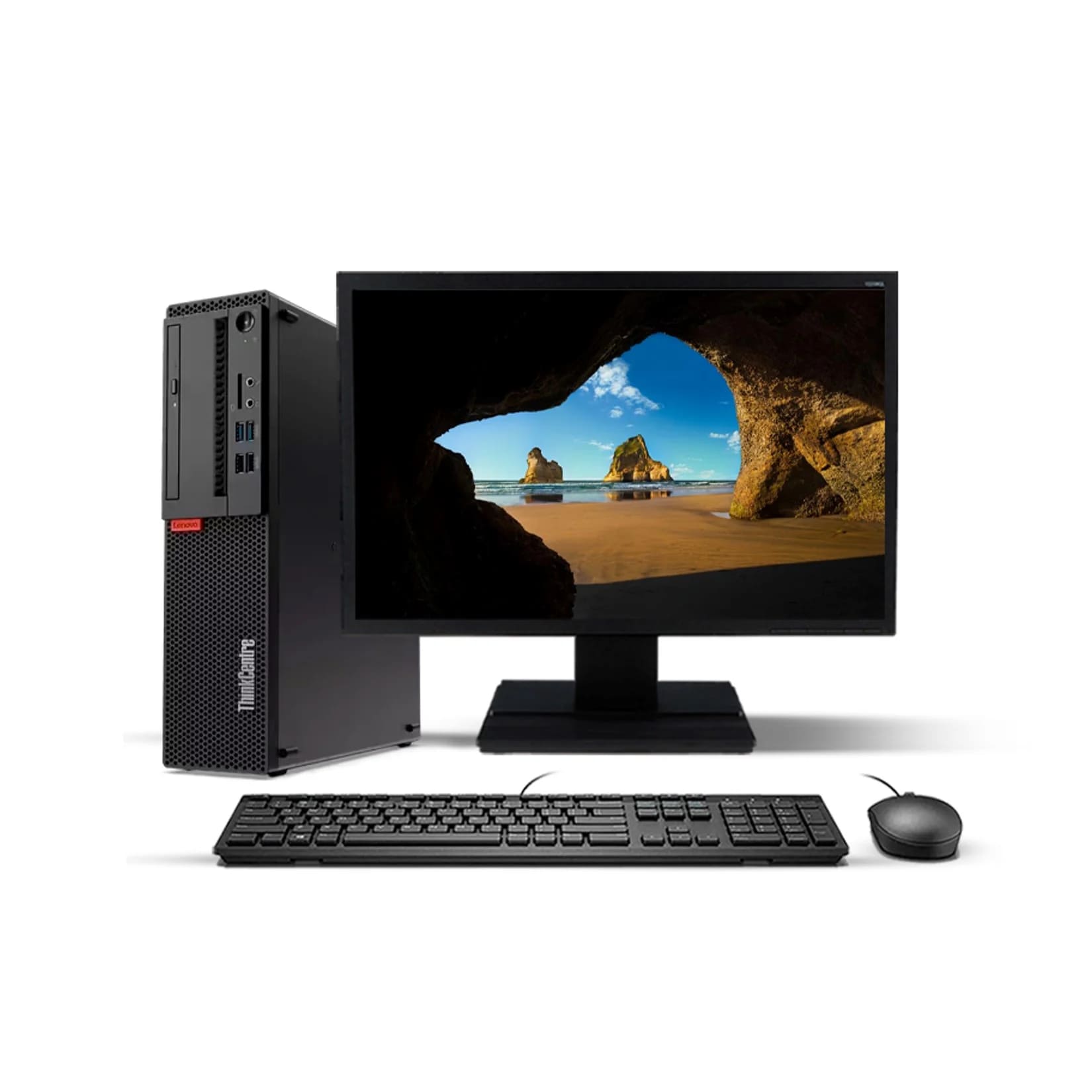 KIT MONITOR + PC LENOVO ThinkCentre M725s SFF (AMD Ryzen 7 Pro 2700 16GB 512GB SSD) + NVIDA GEFORCE GT730 (2GB VIDEO) - Reacondicionado Grado A