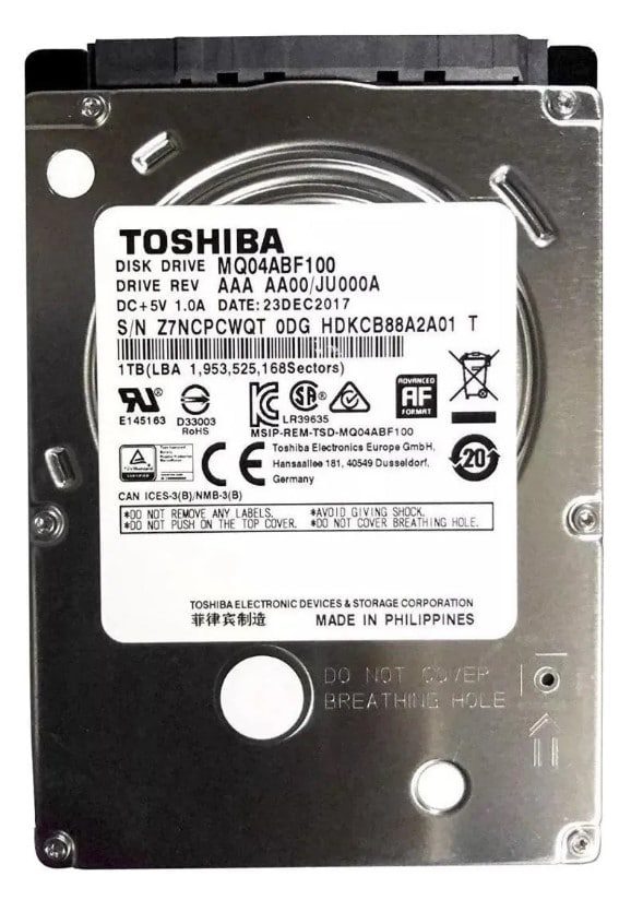 Disco Duro 1TB SATA 2.5" (Marcas Variadas, WD, Seagate, Toshiba, HGST, otras) - Reacondicionado  Grado A